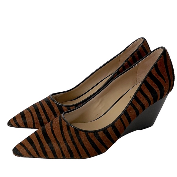 Franco Sarto Calf Hair Tiger Stripe Wedge Pumps NWOT Size 5.5 - Picture 1 of 11
